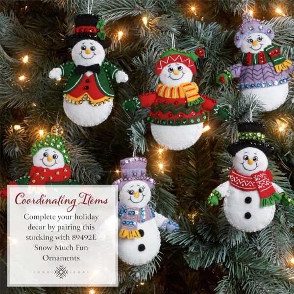 Bucilla Treetop Snowman | Felt Applique Wall Hanging Kit | 89788E