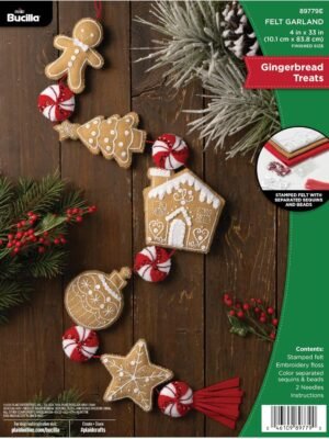 Bucilla Gingerbread Treats | Felt Applique Garland Kit | 89779E