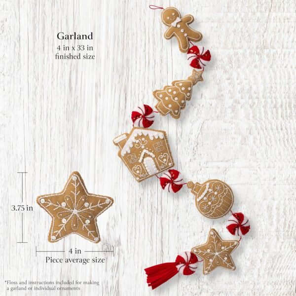Bucilla Gingerbread Treats | Felt Applique Garland Kit | 89779E