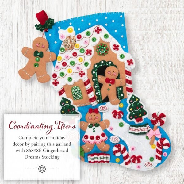 Bucilla Gingerbread Treats | Felt Applique Garland Kit | 89779E