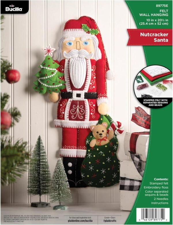 Bucilla Nutcracker Santa | Felt Applique Wall Hanging Kit | 89775E