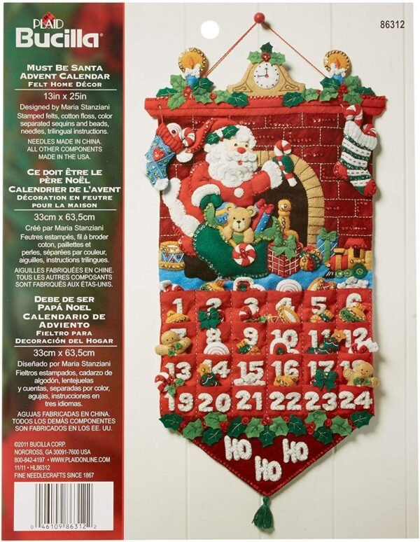 Bucilla Must Be Santa Advent | Felt Applique Advent Calendar Kit | 86312
