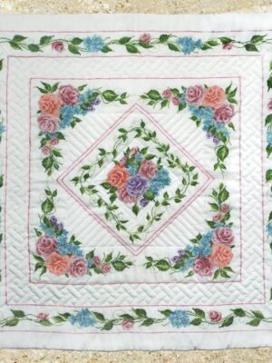 Bucilla Rose Bouquet | Stamped Cross Stitch Lap Quilt Kit | 43172