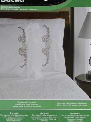 Bucilla Floral Scroll | Stamped Cross Stitch Pillowcase Kit | 47706 Bucilla Floral Scroll | Stamped Cross Stitch Pillowcase Kit | 47706