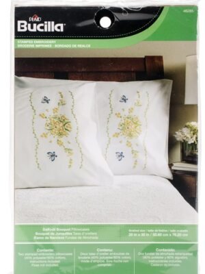 Bucilla Daffodil Bouquet | Stamped Embroidery Pillowcase Kit | 46285 Bucilla Daffodil Bouquet | Stamped Embroidery Pillowcase Kit | 46285