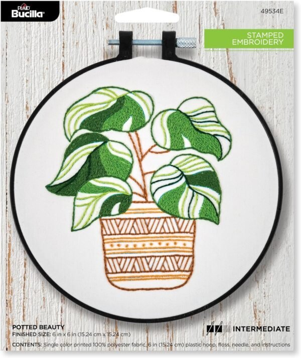 Bucilla Potted Beauty | Stamped Embroidery Kit | 49534E