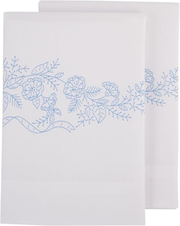 Bucilla Blue and Violet Bouquet | Stamped Pillowcase Kit | 46127