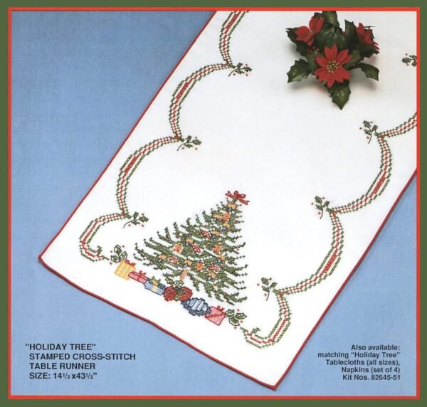 Bucilla Holiday Tree | Stamped Cross Stitch Table Runner Kit | 82652 Bucilla Holiday Tree | Stamped Cross Stitch Table Runner Kit | 82652