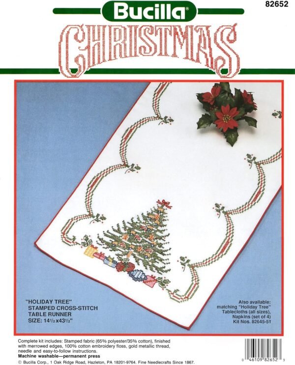Bucilla Holiday Tree | Stamped Cross Stitch Table Runner Kit | 82652 Bucilla Holiday Tree | Stamped Cross Stitch Table Runner Kit | 82652