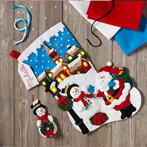 Bucilla Christmas Village | Felt Applique Christmas Stocking Kit | 86818