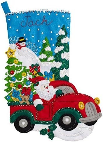Bucilla The Christmas Drive | Felt Applique Christmas Stocking Kit | 86663I