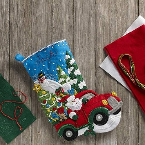 Bucilla The Christmas Drive | Felt Applique Christmas Stocking Kit | 86663I
