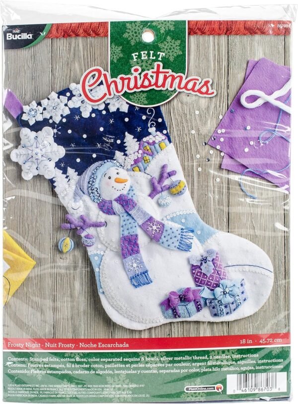 bucilla-86703-felt-applique-stocking-kit-18-frosty-night-86703-primary Bucilla Frosty Night | Kit de media navideña de fieltro | 86703