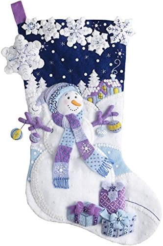 bucilla-86703-felt-applique-stocking-kit-18-frosty-night-86703-variant-01 Bucilla Frosty Night | Kit de media navideña de fieltro | 86703