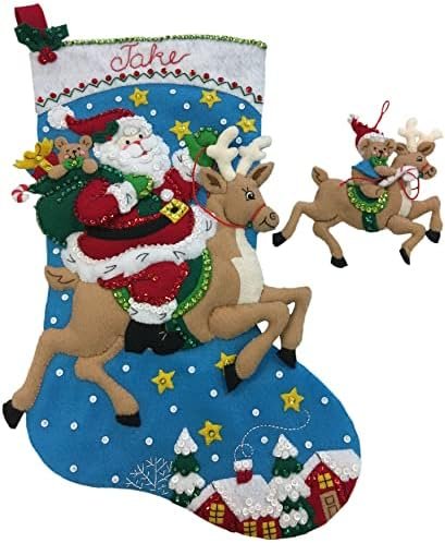 bucilla-86816-reindeer-santa-stocking-kit-86816-variant-01 Bucilla Reindeer Santa | Kit de media navideña de fieltro | 86816