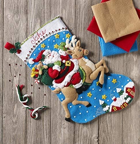 bucilla-86816-reindeer-santa-stocking-kit-86816-variant-03 Bucilla Reindeer Santa | Kit de media navideña de fieltro | 86816