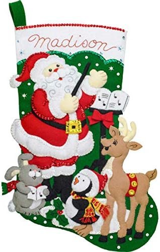 bucilla-86930e-felt-applique-stocking-kit-santa-choir-practice-18-86930e-variant-01 Bucilla Santa's Choir Practice | Kit de media navideña de fieltro | 86930E