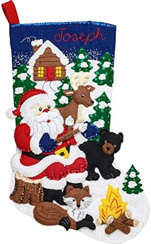 bucilla-86931e-felt-applique-kit-18-stocking-santa-black-bear-cabin-86931e-variant-01 Bucilla Santa Black Bear Cabin | Felt Applique Christmas Stocking Kit | 86931E