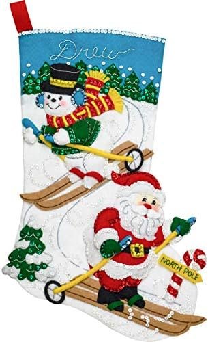 Bucilla Downhill Skiers | Kit de media navideña de fieltro | 86932E