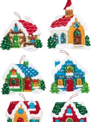 Bucilla Christmas Village | Felt Applique Ornament Kit | 89218E