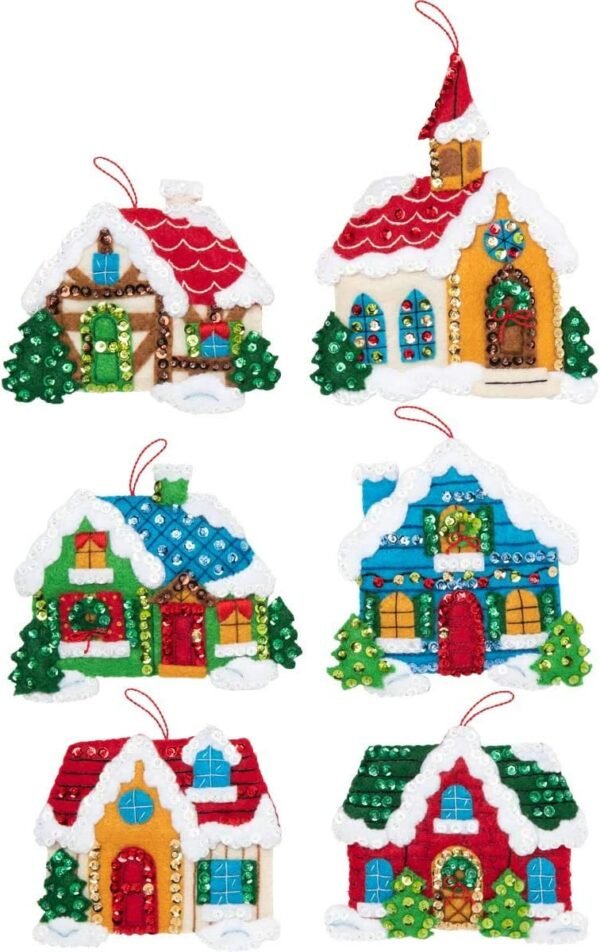 Bucilla Christmas Village | Kit de adornos de fieltro | 89218E