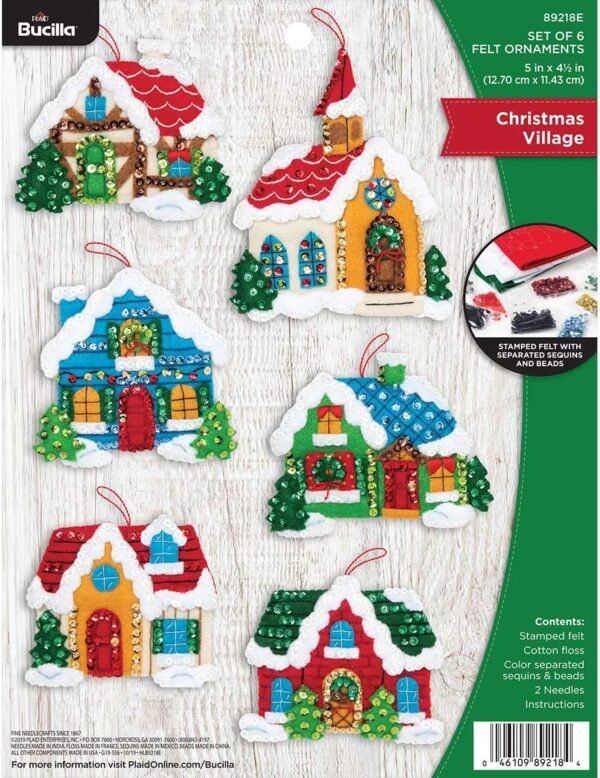 Bucilla Christmas Village | Kit de adornos de fieltro | 89218E