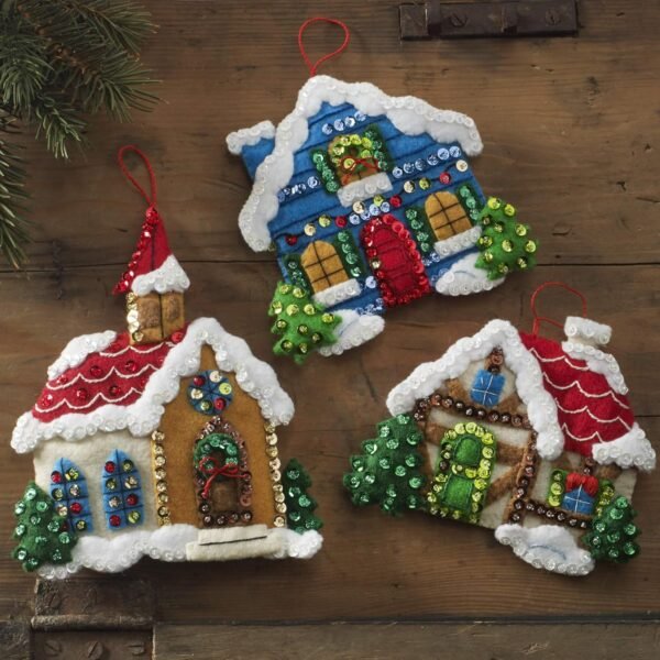 Bucilla Christmas Village | Kit de adornos de fieltro | 89218E