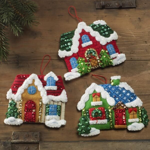 Bucilla Christmas Village | Kit de adornos de fieltro | 89218E