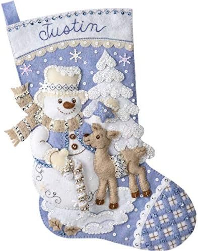 Bucilla Snowman's Winter Wonderland | Felt Applique Christmas Stocking Kit | 89245E