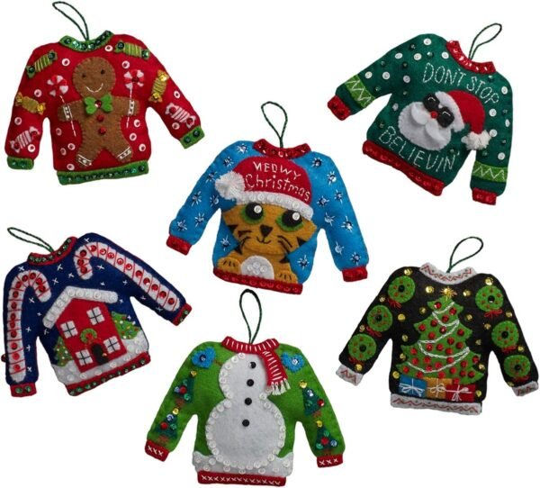 Bucilla Ugly Sweaters | Kit de adornos de fieltro | 86674