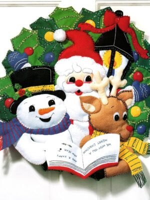 Bucilla Caroling Trio | Kit de corona navideña de fieltro | 83970