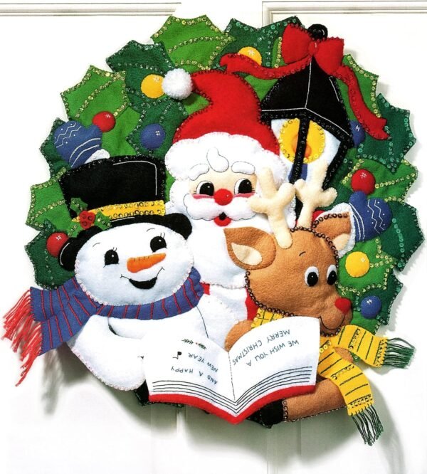 Bucilla Caroling Trio | Felt Applique Wreath Kit | 83970