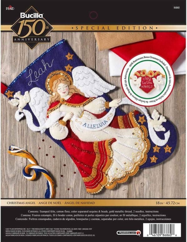 bucilla-christmas-angel-stocking-kit-blue-gold-white-18-felt-stocking-ki-86860-primary Bucilla Christmas Angel | Felt Applique Christmas Stocking Kit | 86860