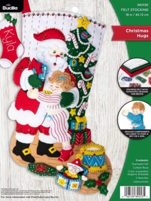 Bucilla Christmas Hugs | Kit de media navideña de fieltro | 89253E