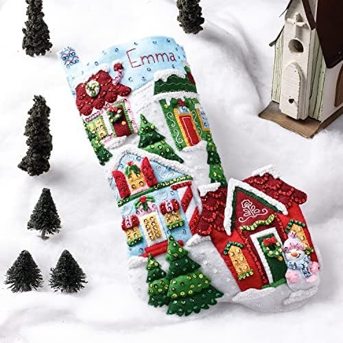 Bucilla Christmas Town | Felt Applique Christmas Stocking Kit | 89528E