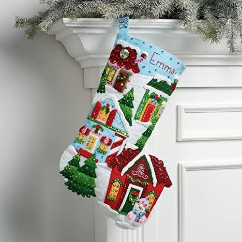 Bucilla Christmas Town | Felt Applique Christmas Stocking Kit | 89528E