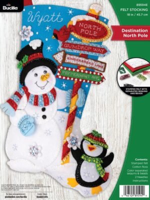 Bucilla Destination North Pole | Kit de media navideña de fieltro | 89594E