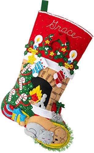 bucilla-felt-applique-18-stocking-making-kit-holiday-hearth-perfect-for-89486e-variant-05 Bucilla Holiday Hearth | Kit de media navideña de fieltro | 89486E