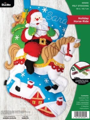 bucilla-felt-applique-18-stocking-making-kit-holiday-horse-ride-perfect-89589e-primary Bucilla Holiday Horse Ride | Kit de media navideña de fieltro | 89589E