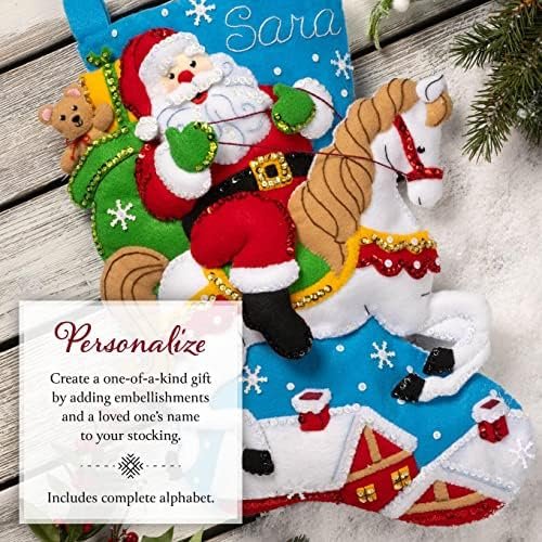 Bucilla Holiday Horse Ride | Felt Applique Christmas Stocking Kit | 89589E