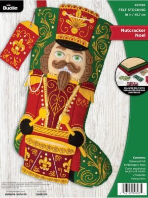 Bucilla Nutcracker Noel | Kit de media navideña de fieltro | 89703E