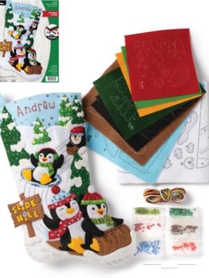 Bucilla Penguins at Play | Kit de media navideña de fieltro | 89481E