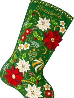 Bucilla Poinsettia Elegance | Kit de media navideña de fieltro | 89684E