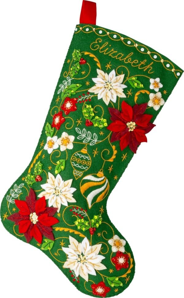 bucilla-felt-applique-18-stocking-making-kit-poinsettia-elegance-perfect-89684e-primary Bucilla Poinsettia Elegance | Felt Applique Christmas Stocking Kit | 89684E