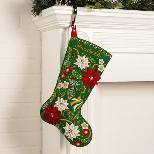 bucilla-felt-applique-18-stocking-making-kit-poinsettia-elegance-perfect-89684e-variant-01 Bucilla Poinsettia Elegance | Felt Applique Christmas Stocking Kit | 89684E