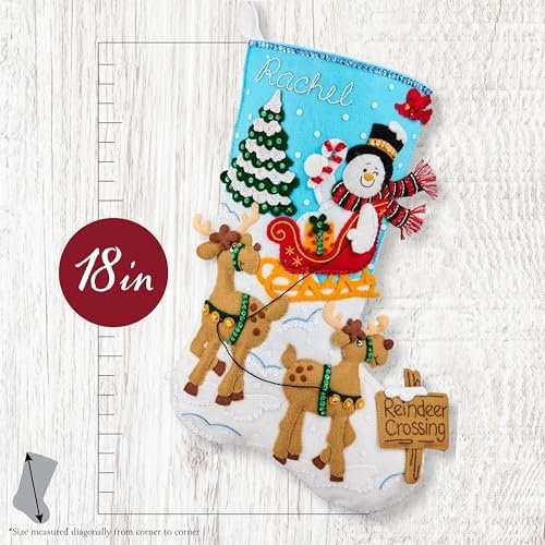 Bucilla Reindeer Crossing | Felt Applique Christmas Stocking Kit | 89791E