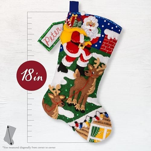 bucilla-felt-applique-18-stocking-making-kit-rooftop-santa-perfect-for-d-89626e-variant-01 Bucilla Rooftop Santa | Kit de media navideña de fieltro | 89626E