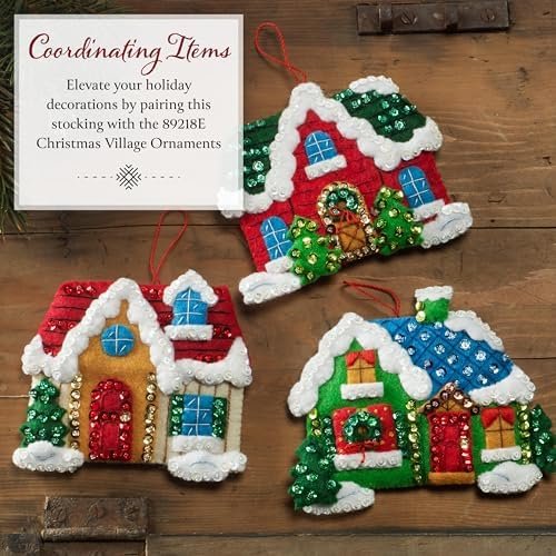 bucilla-felt-applique-18-stocking-making-kit-rooftop-santa-perfect-for-d-89626e-variant-05 Bucilla Rooftop Santa | Kit de media navideña de fieltro | 89626E