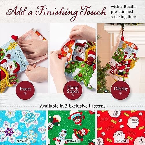bucilla-felt-applique-18-stocking-making-kit-rooftop-santa-perfect-for-d-89626e-variant-06 Bucilla Rooftop Santa | Kit de media navideña de fieltro | 89626E