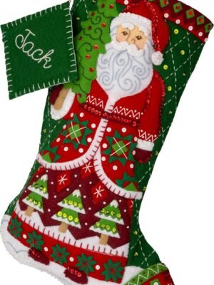 Bucilla Santa's Quilted Delight | Kit de media navideña de fieltro | 89734E